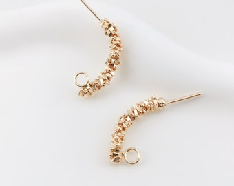 Curved Twisted Post Earring,Gold Plated Earring Post With Loop,Hypoallergenic,DIY Earring Finding,Handmade Earring Supplies LM2-ZX192