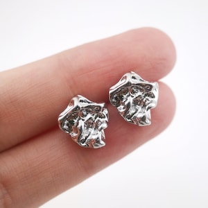 Hammered Irregular Post Earring,Silver Plated Earring Post With Loop,Hypoallergenic,DIY Earring Findings,Handmade Earring Supplies LM2-ZX147