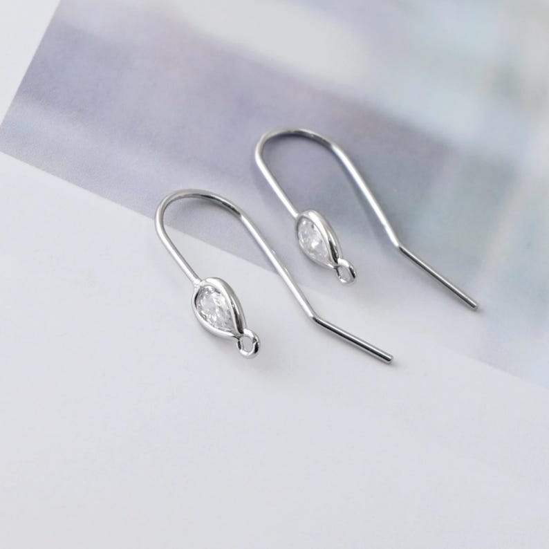 Pendientes de gancho con forma de lágrima chapados en oro, con cristales de circonita, hipoalergénicos, accesorios para pendientes DIY, materiales para pendientes hechos a mano LM2-Z017 imagen 5