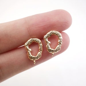 Irregular Hammered Post Earring,Gold Plated Earring Post With Loop,Hypoallergenic,DIY Earring Finding,Handmade Earring Supplies LM2-ZX181