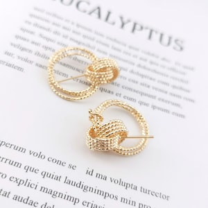 Intricate Three Loop Post Earring,Gold Plated Earring Post With Loop,Hypoallergenic,DIY Earring Findings,Handmade Earring Supplies LM2-ZX139