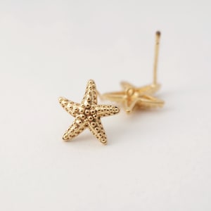 3D Carved Starfish Post Earring,Gold Plated Earring Post With Loop,Hypoallergenic,DIY Earring Findings,Handmade Earring Supplies LM2-Z099