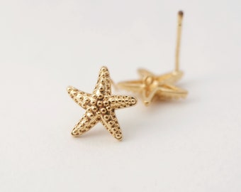 3D Carved Starfish Post Earring,Gold Plated Earring Post With Loop,Hypoallergenic,DIY Earring Findings,Handmade Earring Supplies LM2-Z099