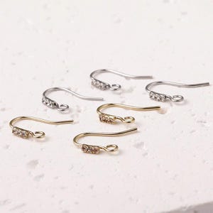 14K Gold/Silver Plated Fish Hook Earrings,Micro Pave Zircon Earring Hook,Hypoallergenic,DIY Earring Findings,Handmade Earring Supplies CX302