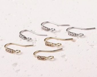 14K Gold/Silver Plated Fish Hook Earrings,Micro Pave Zircon Earring Hook,Hypoallergenic,DIY Earring Findings,Handmade Earring Supplies CX302