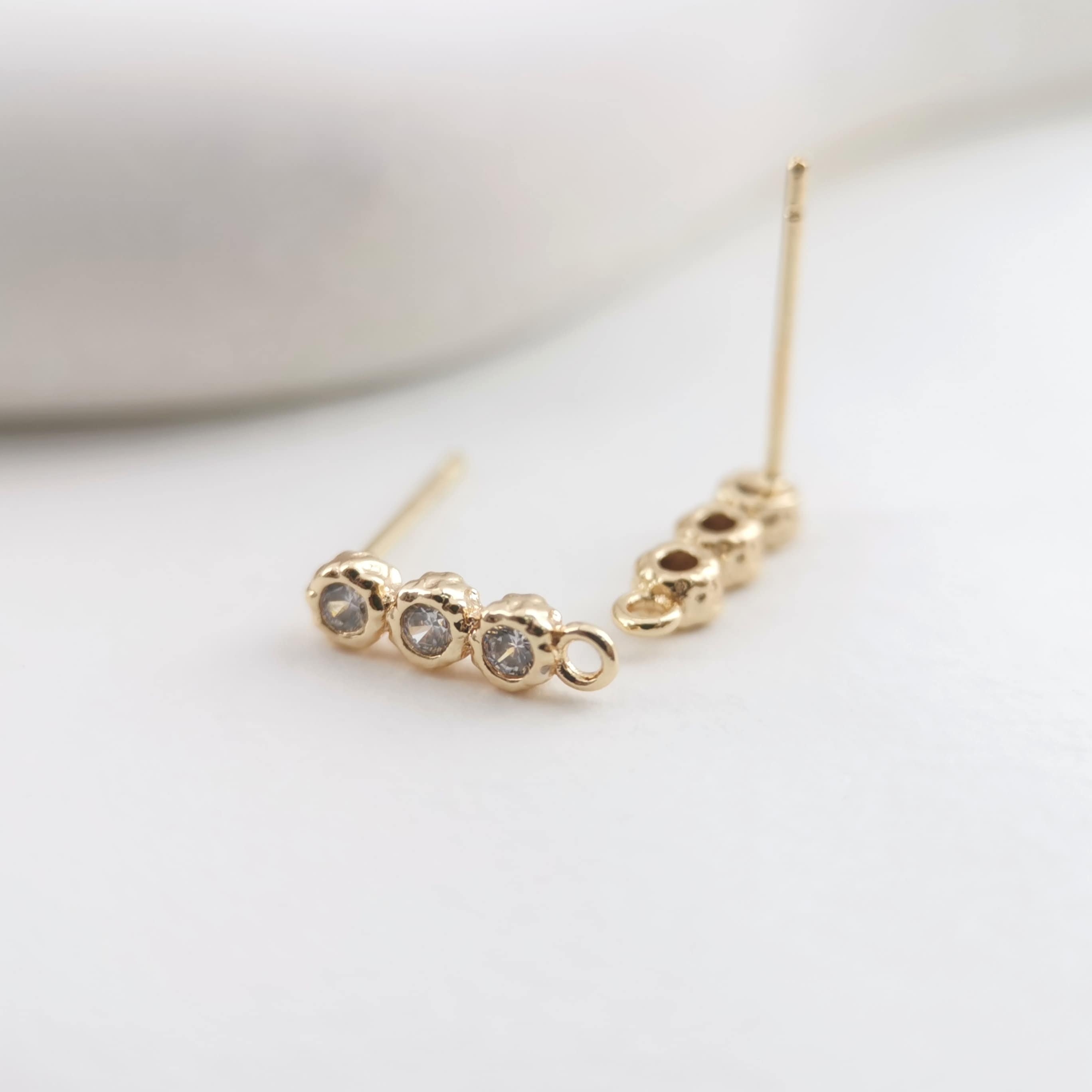 Zircon Triple Circle Stud Earrings,gold Plated Earring Stud With