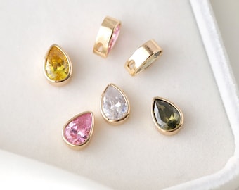 14K Gold plated color drop pendant,teardrop zirconia crystal pendant,cz charm,for necklace and earrings making,jewellery finding MM226