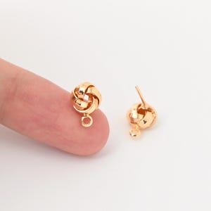 ノットラウンドポストピアス、ゴールドメッキワイヤースタッドポスト（ループ付き）、低アレルギー性、DIYピアスパーツ、ハンドメイドピアス用品 LM2-ZX271