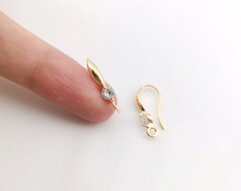 Gold Plated Fish Hook Earrings,Zircon Crystal Earrings Hook,Hypoallergenic,DIY Earring Findings,Handmade Earring Supplies LM2-ZX7006-D