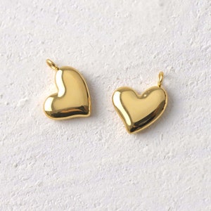 Coração de aço titânio, pingente de coração banhado a ouro 14K, coração 3D, para fazer colares e brincos, descobertas de joias TG008