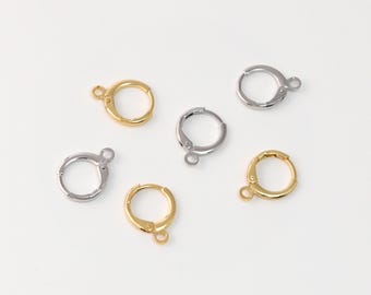 Round Hoop Earrings, 18K Gold Plated, Hugging Hoop earrings, Nickel Free Earrings, Ear Stud Hypoallergenic Earring Findings LM2-S816