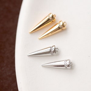 14K Gold Plated Cone Charm,CZ Micro Pave Triangle Charm,For Necklace And Earrings Making,Jewelry Findings MM270