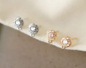 Mini-Ohrstecker mit Zirkonia, vergoldet, hypoallergen, DIY-Ohrringzubehör, Handarbeitszubehör MM357