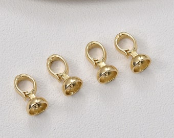 Beads caps, Peg bails, Beads end connectors, 14k gold pearl connector for bracelet making, Jewelry Finding LL074