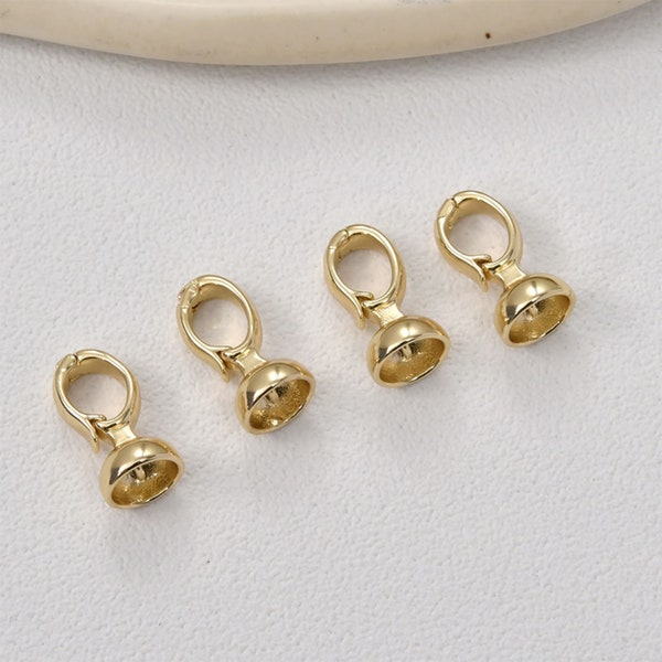 Beads caps, Peg bails, Beads end connectors, 14k gold pearl connector for bracelet making, Jewelry Finding LL074