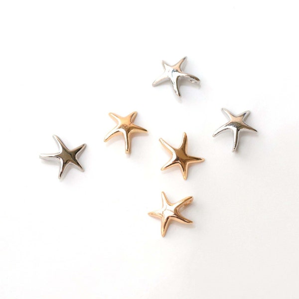 14K Gold/silver plated mini starfish pendant,beach starfish charms,for necklaces and earrings making,jewelry findings MM076