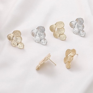 Leaf Shape Design Sense Earrings Post, 14K Gold, S925 Silver Ear Pin Nickel Free Earrings,  Hypoallergenic Earring Findings CX024--JJ028-D