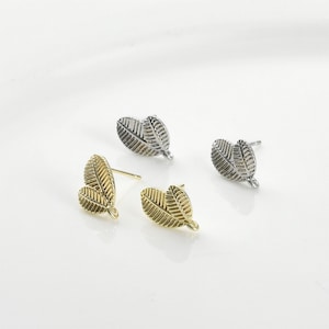 14K Gold plated Leaf Earrings Posts With Loops,S925 Silver Needle Nickel Free Earrings,DIY Earrings Accessories,Jewelry Findings LL072