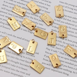 Rektangulärt bokstavshänge, bokstavskortsberlock, 14K guldpläterad, initialberlock, för halsbands- och armbandstillverkning, present till henne LM2-S1150