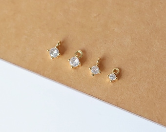 14K vergoldet Mini Anhänger, Kristall Charme, Zirkonia Quadrat Anhänger, für Halsketten und Armbänder machen,Schmuck finden MM181
