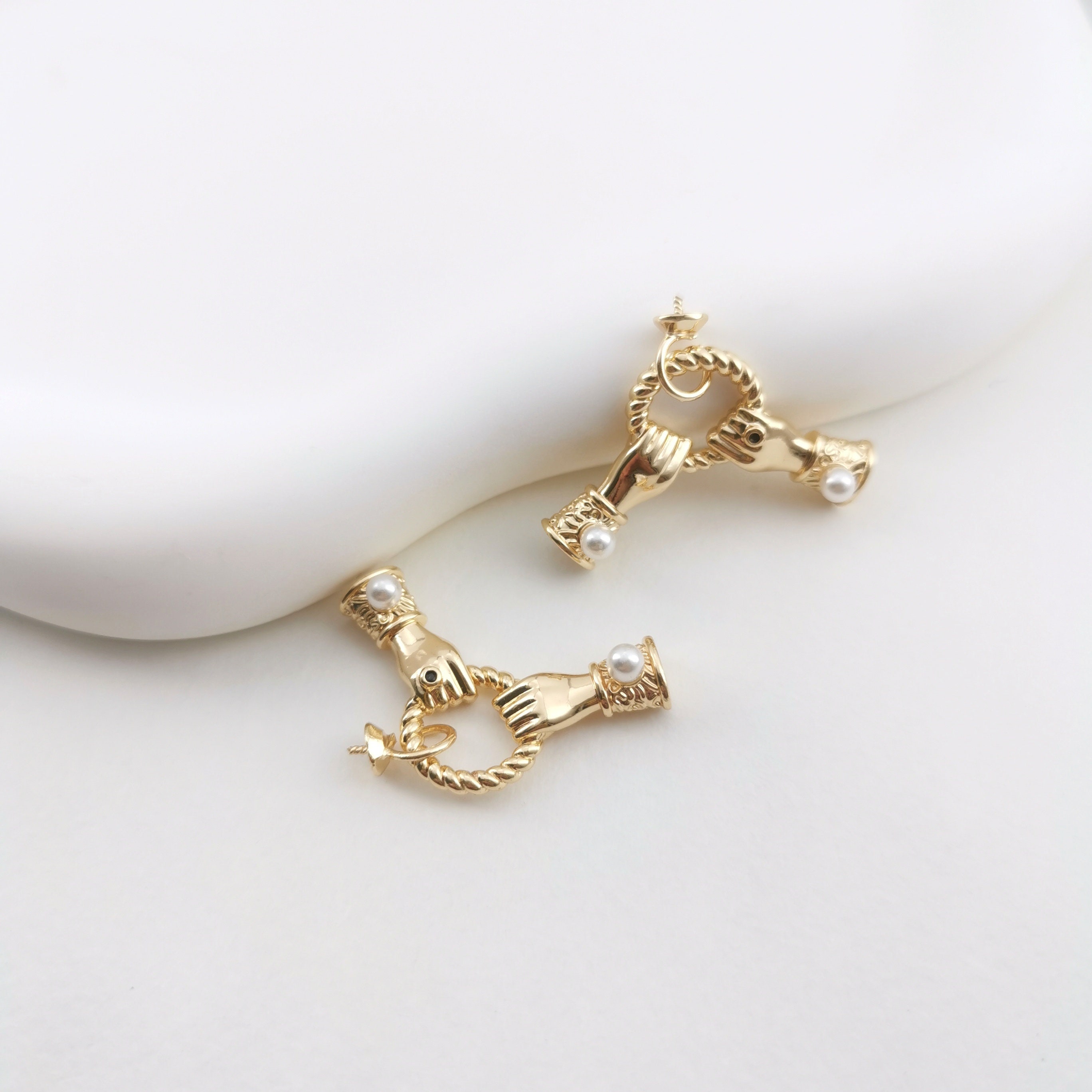 アクセサリー kt4l Twisted Pearl Round Hand Clasp Connector,14k Gold Plated