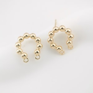 Sleek Arched Post Earring,Gold Plated U Shape Earring Post With Loop,Hypoallergenic,DIY Earring Finding,Handmade Earring Supplies LM2-ZX170