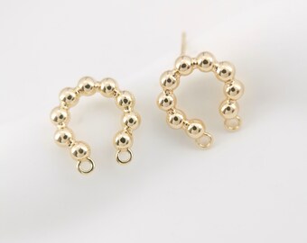 Sleek Arched Post Earring,Gold Plated U Shape Earring Post With Loop,Hypoallergenic,DIY Earring Finding,Handmade Earring Supplies LM2-ZX170