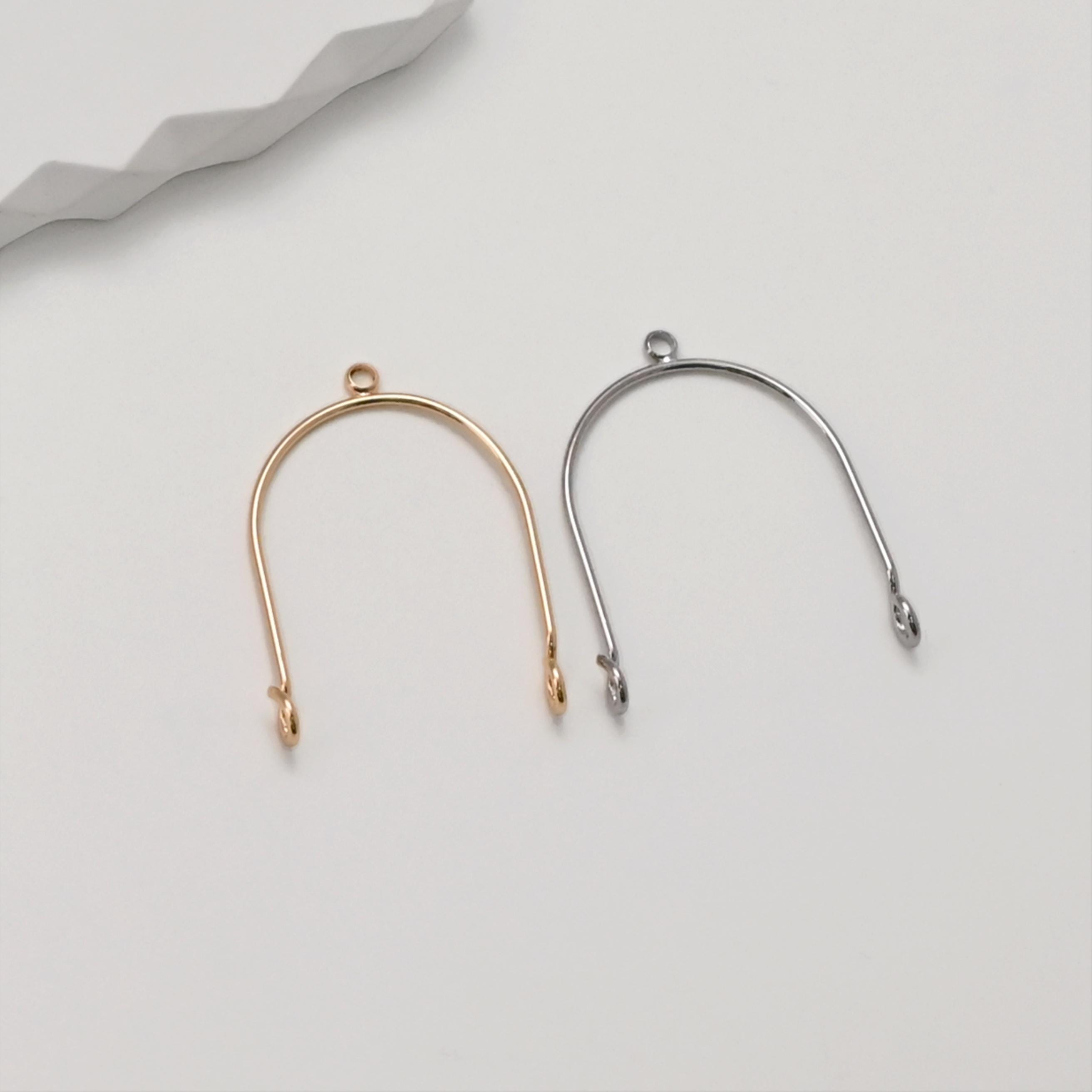 Arched Pendant, U-shape Connector With Loop, 14K Gold/silver