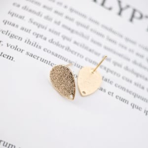 Matte Teardrop Post Earring,Gold Plated Earring Post With Loop,Hypoallergenic,DIY Earring Finding,Handmade Earring Supplies LM2-ZX183