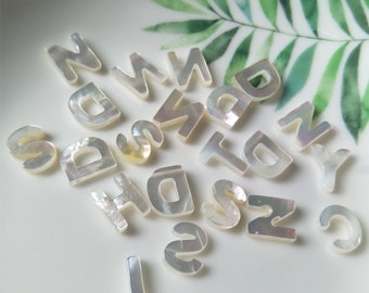 Shell Initial letter beads charm, 18K gold plated, MOP letter beads, letter beads for bracelets necklace jewelry making SN043