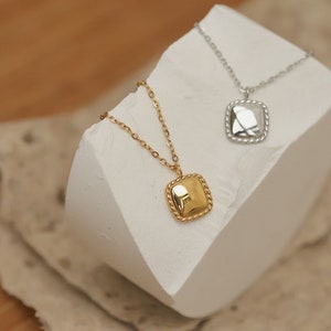 Minimalistischer quadratischer Anhänger aus Gold / Silber, quadratisch, Titan, 18K vergoldet, für Halsketten und Ohrringe, Schmuckzubehör MM160