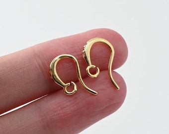 Pave Fish Hook Earrings, Ear Wires, 18K Gold Plated Earring Hooks, Hypoallergenic, DIY Earring Findings, Handmade Earring Supplies LM2-D0463