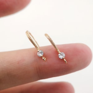 Gold Plated Mini Round Hook Earrings,Zircon Crystal Earring Hook, Hypoallergenic,DIY Earring Findings,Handmade Earring Supplies LM2-ZX042