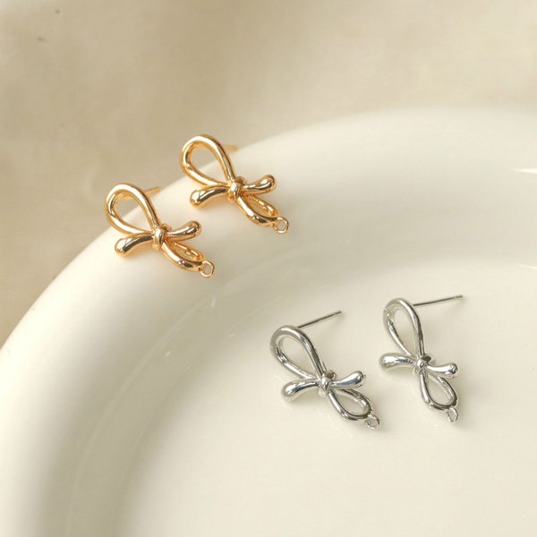 Boucles d'oreilles ajourées en plaqué or 14 carats,Avec cerceau,Noeud à clipser non percé,Boucles d'oreilles invisibles et sans nickel,Accessoires de bijou MM262