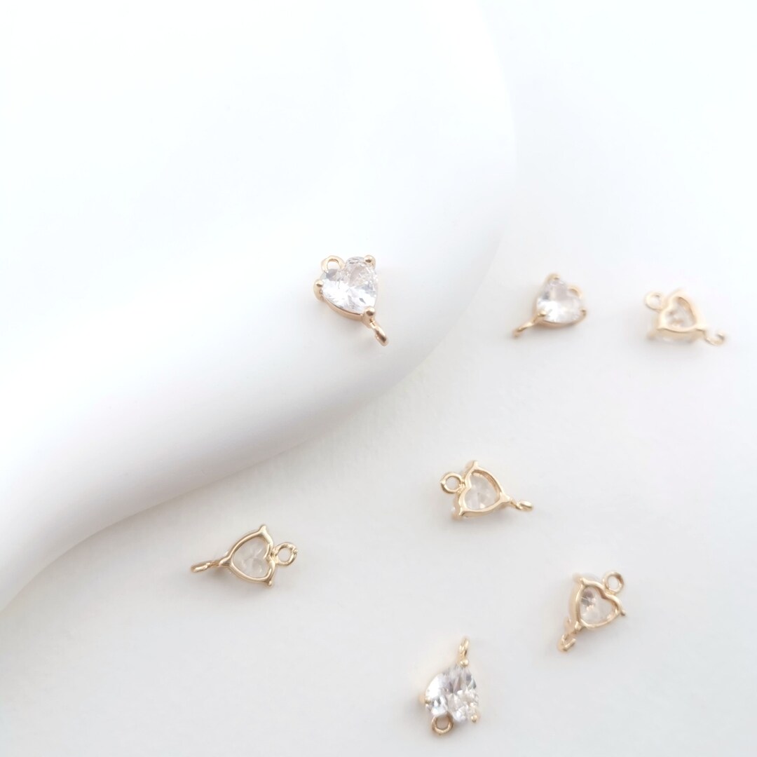 14K Gold Plated Mini Heart Pendant,cz Pave Love Connector,cubic