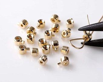 14K Gold plated crimp end beads,round crimp beads,3.2/3.5mm,thin crimp end beads,for necklace bracelet making,jewelry finding LL109-ZX7049