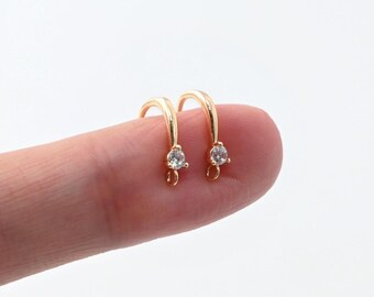 Cubic Pave Ear Wires, Fish Earring Hooks, Hypoallergenic, DIY Earring Findings, Handmade Earring Supplies LM2-ZX296