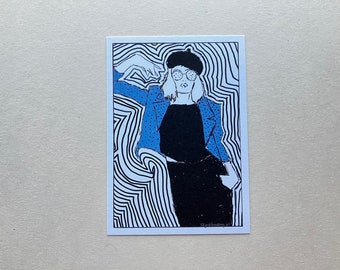 Postcard I A6 I Illustration I Print I "french girl blue"