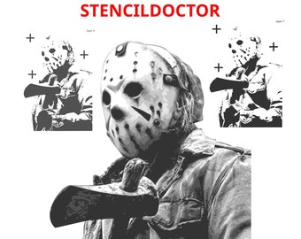 Friday the 13th. Stencil Templates. 13 Layers. Halloween | Horror | Airbrushing | wall murals | spray paint art | Arts and crafts.