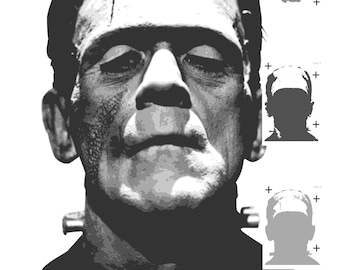 Frankenstein Stencil. 13 Layers. Halloween Horror. Multi-layer stencil Templates | wall murals | Street art.