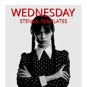Wednesday Addams Stencil Templates | Print and Cut | digital download | arts and craft | hobby | Crafts.