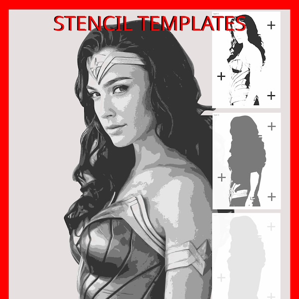 Gal Gadot. Wonder Woman 1984. Stencils, Templates | Print and Cut | digital download | arts and craft | hobby | Crafts.