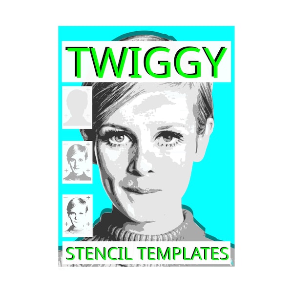 Twiggy. 9 layer Stencil Templates | Print and frame art print | Multilayer | digital download | Crafts.