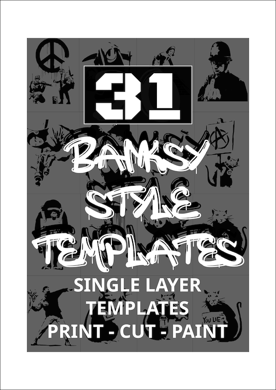 31 Banksy Style Stencil Templates: Print, Cut, Paint (Digital Download)
