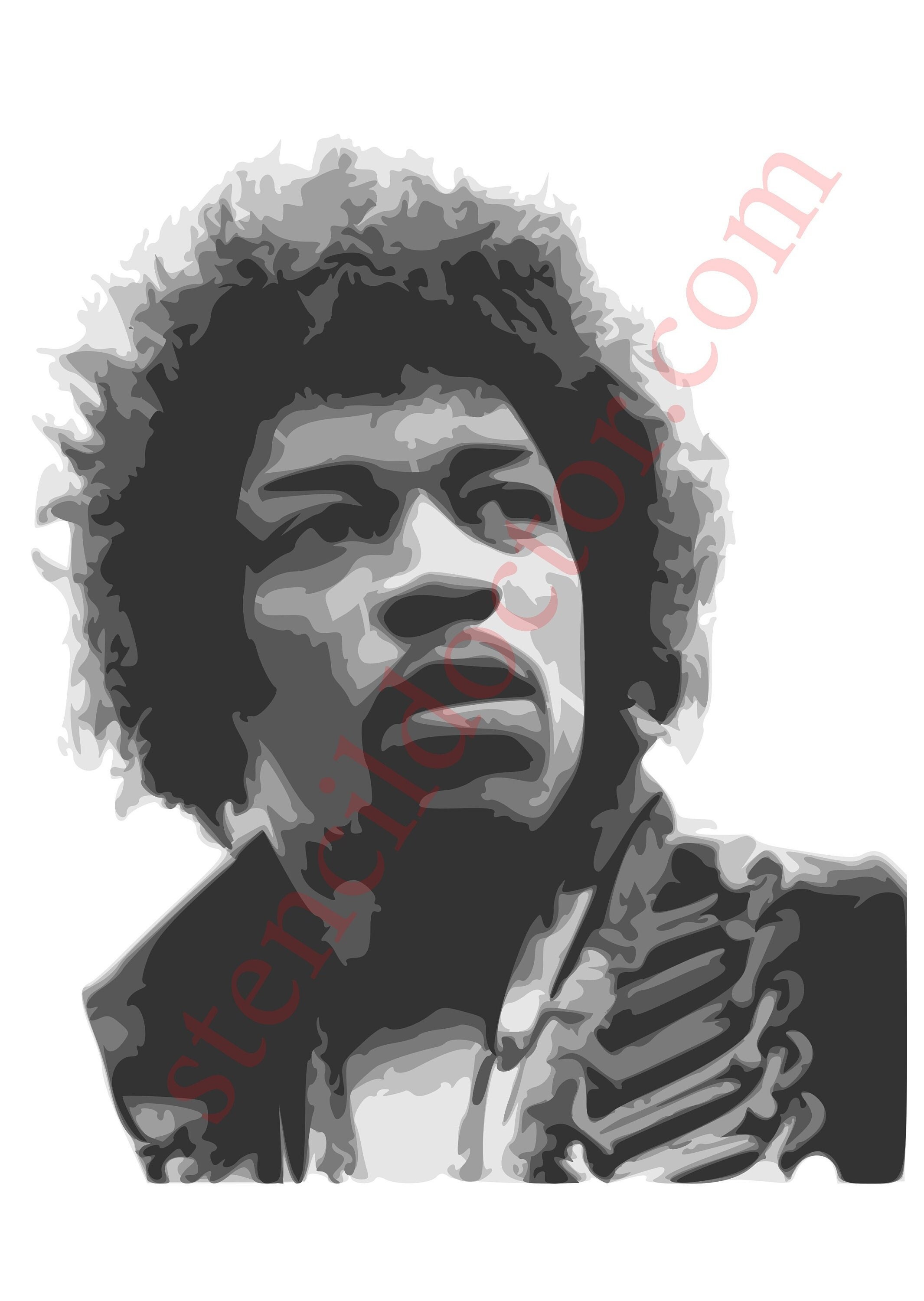 Jimi Hendrix 6 Layer Stencil Template Print and Cut Digital Download
