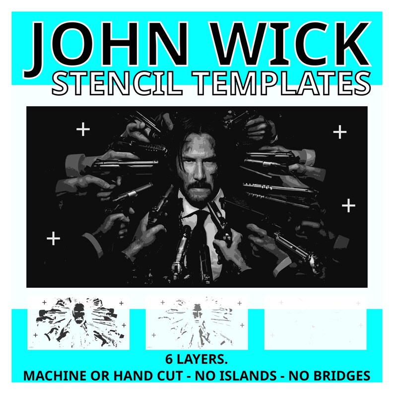 John Wick Stencil Templates Keanu Reeves Print And Cut Digital Download John Wick Stencil Templates Keanu Reeves Print And Cut Digital Download