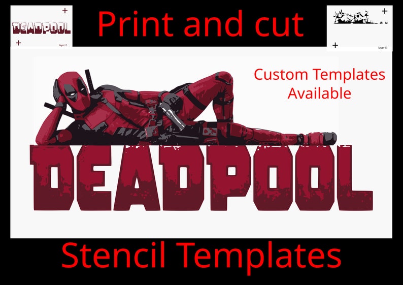 Deadpool Stencil Templates and Art Print. | Multi Layer Stencil Templates | Airbrush | Spray ...