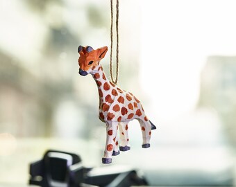 Wood Giraffes Car Ornaments, Rear View Mirror Decor Charm, Car Decor, Car Mirror Decor, Car Hanging Charms