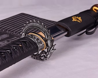 Handmade Dragon Katana - Japanese Full Tang Black Samurai Katana Sword 1095 Carbon Steel Sword Hand Forged Battle Ready Sword , Gift For Men