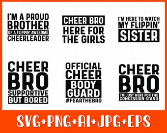 Cheer Bro Bundle SVG PNG, Cheer Brother Bundle Svg, Instant Download